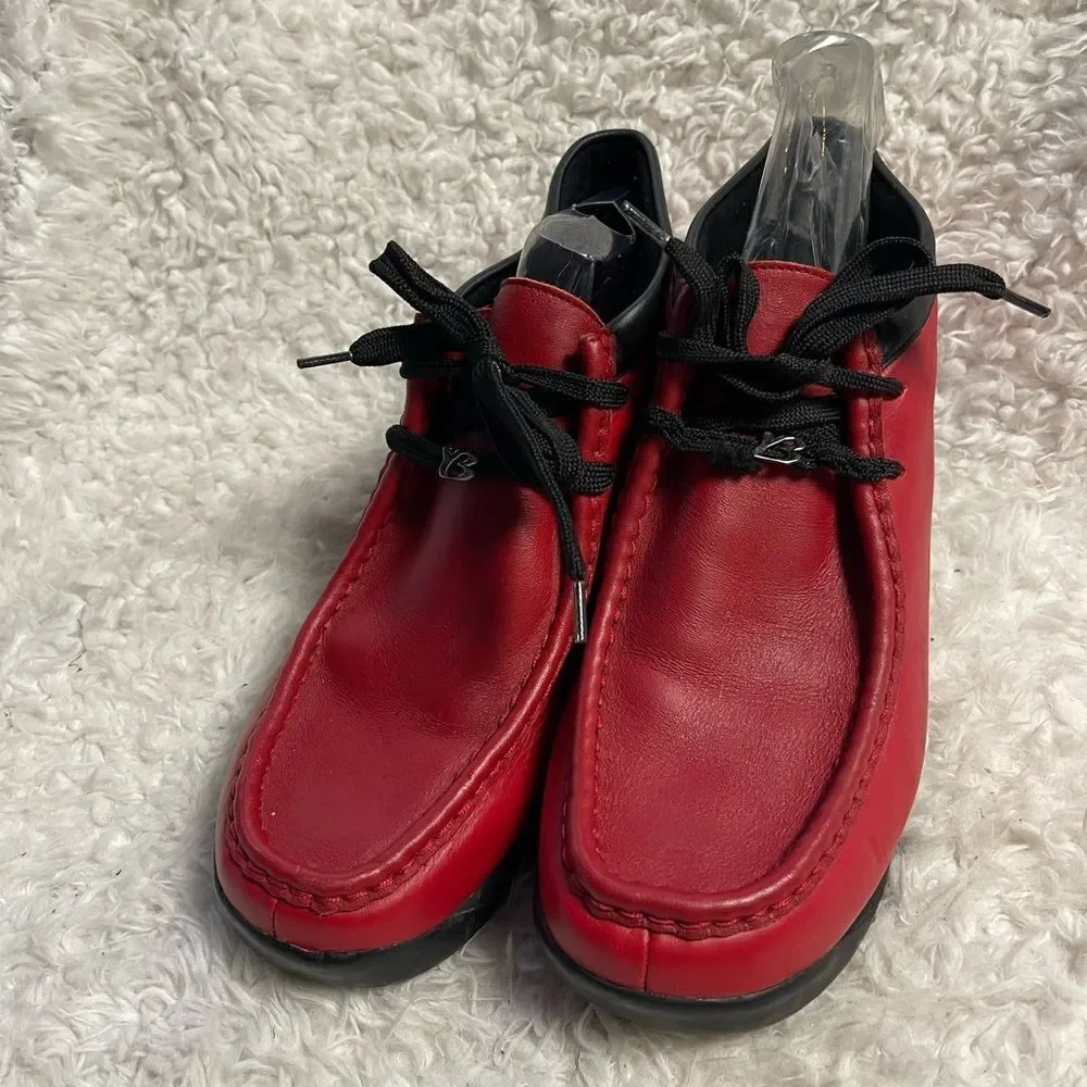 Buffalino B-Boots Men's Leather Red & black trim lace up boots rubber soles SZ11